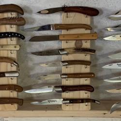 Présentoir 24 couteaux oblique en bois Brut de palette SUPPORT METAL - création unique