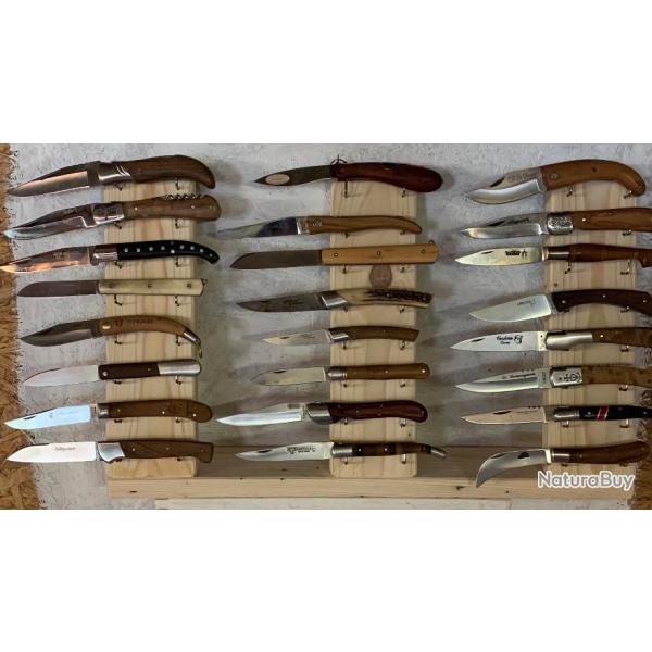 Prsentoir 24 couteaux oblique en bois Brut de palette SUPPORT METAL - cration unique