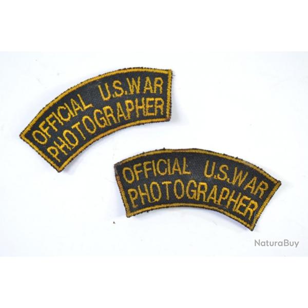 Lot X2 copie patch de bras OFFICIAL US WAR PHOTOGRAPHER US WW2