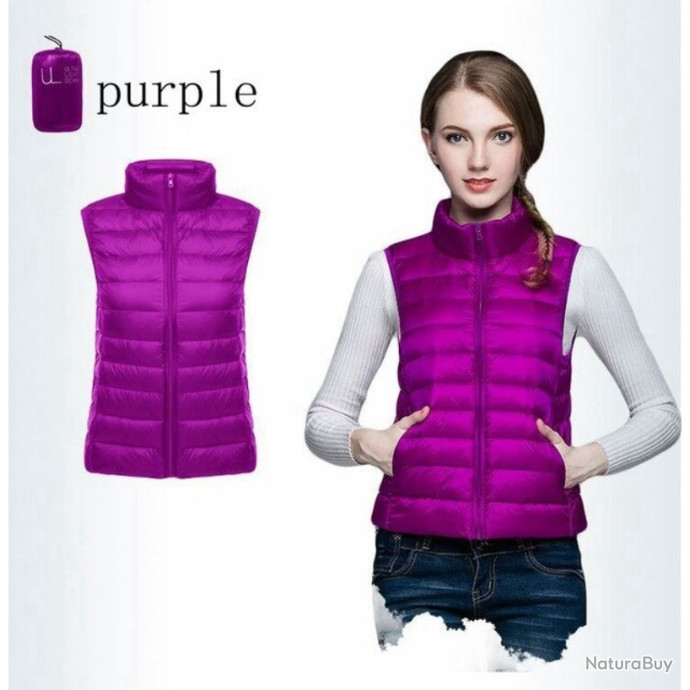 Doudoune femme sans manche tres legere violet tailles de S a 3XL. Vestes et blousons Outdoor 7205562