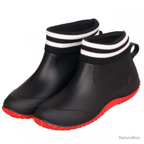 Bottes basses, avec chaussons, du 35 au 44, noir et rouge.