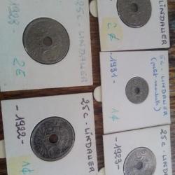 Pièces de 5 et 25 centimes Lindauer