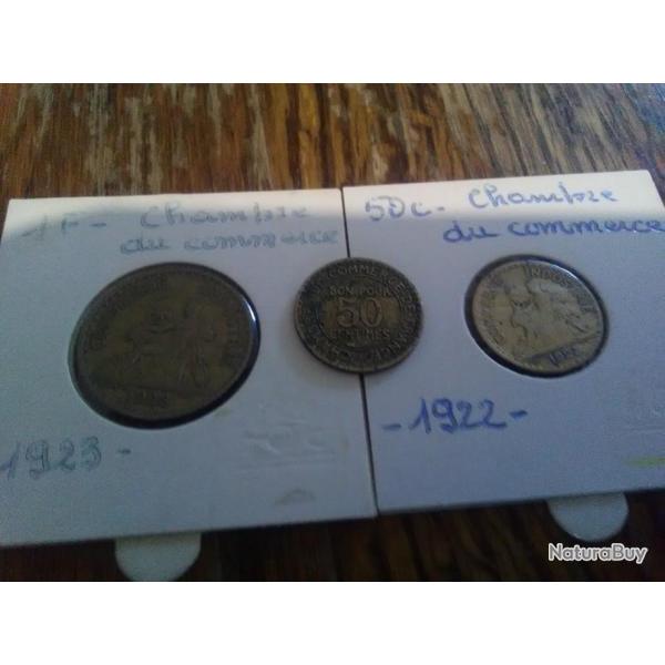 Pices de 50 centimes et 1 franc Chambre du commerce