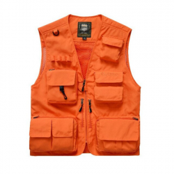 Gilet multi-poches , orange, tailles S, M ou 4XL.