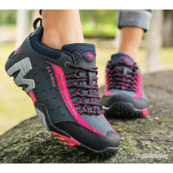 Chaussures femme, randonnes ou trekking, gris/rose, tailles 35  40.