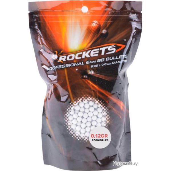 Sachet 2000 billes airsoft Rockets(TM) 0,12gr.