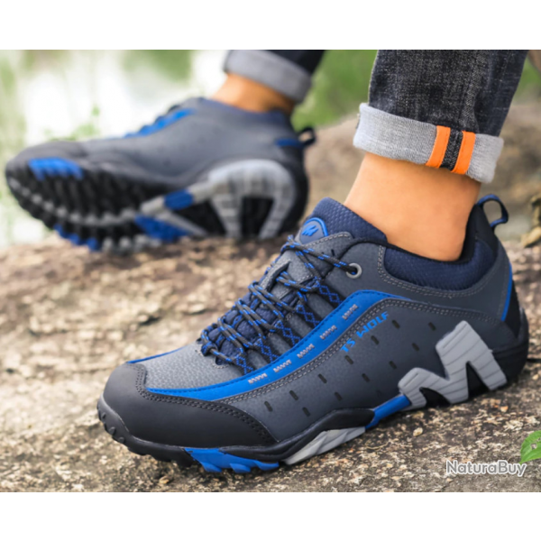 Chaussures basses homme , randonnes ou trekking, gris/ bleu, tailles 40  45.