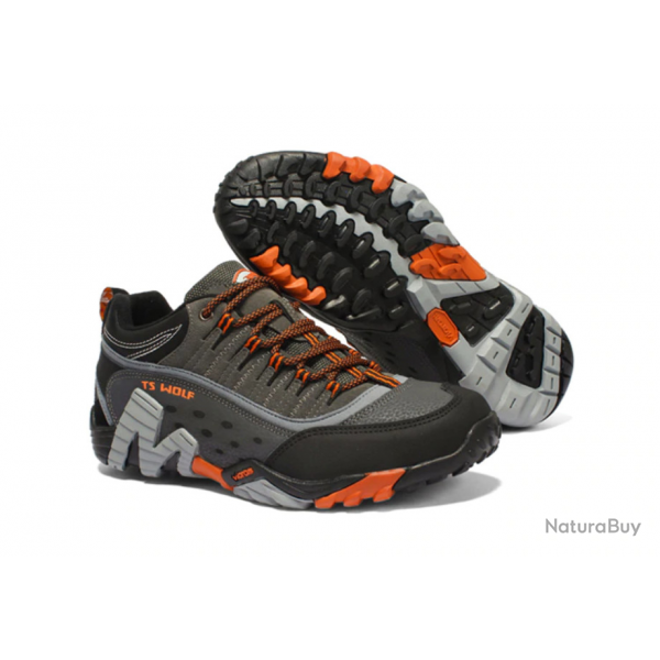 Chaussures basses homme , randonnes ou trekking, gris/orange, tailles 40  45.