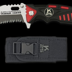 Couteau pliant  K25 FOS Noir/rouge Lame 8.7 cm 18104-A07