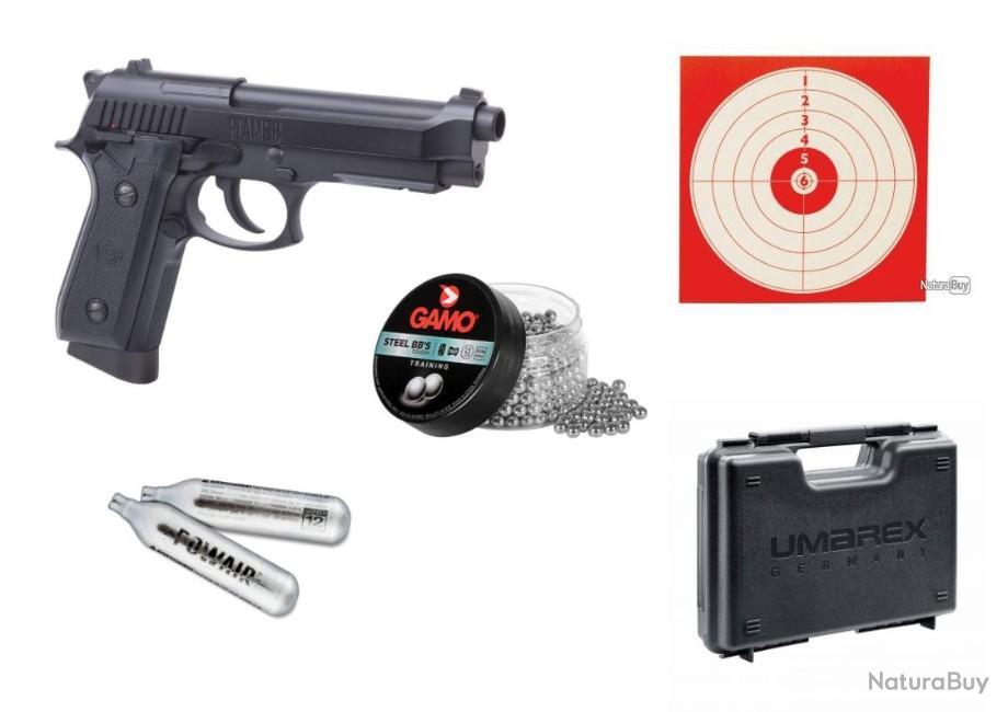 PACK Crosman PFAM9B Type Beretta 92 Cal.4.5 BBS CO2 + 500 Billes + 10  cibles + 5 co2 + Mallette Ux - Pistolets CO2 (7215043)