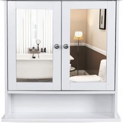 Armoire murale pharmacie salle de bain 2 miroirs MDF blanc 12_0000183
