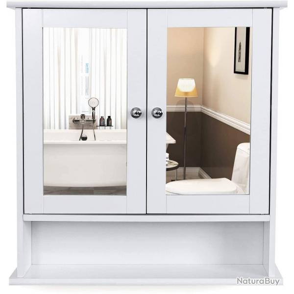 Armoire murale pharmacie salle de bain 2 miroirs MDF blanc 12_0000183