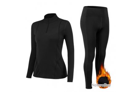 Sous-vêtement thermique 2 pièces | Femme noir