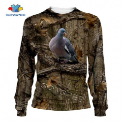 Tee-shirt manches longues, motif pigeon, camo, taille de S à 5XL.