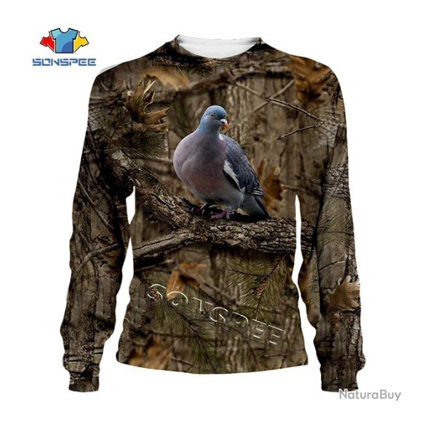 Tee-shirt manches longues, motif pigeon, camo, taille de S  5XL.