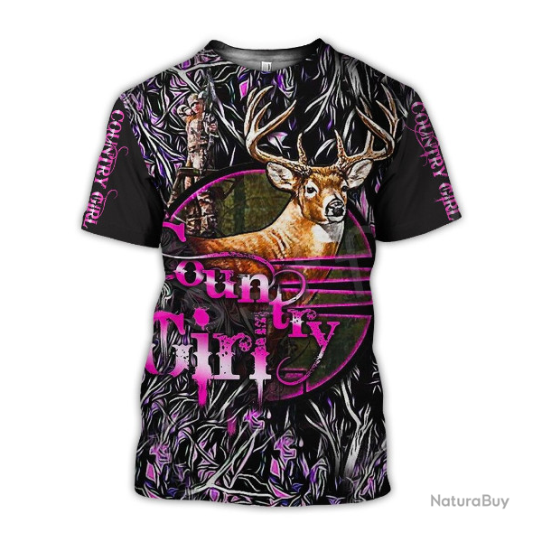 Tee-shirt femme, motif chasse 2, taille XS  5XL.