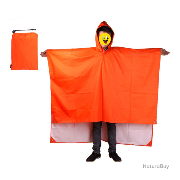 Poncho impermable, multifonction, orange.