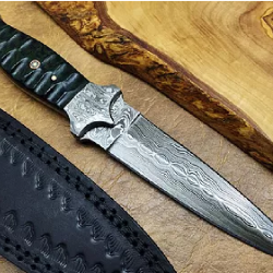 Belle dague de chasse Damas Bois de Micarta
