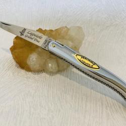Magnifique et rare: Couteau de poche Laguiole Grand Duc manche gris brillant.