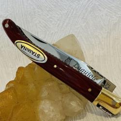 Magnifique et rare: Couteau de poche Laguiole Grand Duc manche stamina rouge n°2.