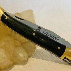 Magnifique et rare: Couteau de poche Laguiole Grand Duc manche stamina vert n°1.