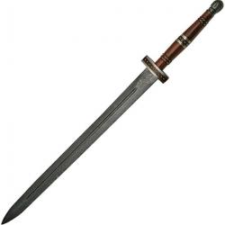 Épée Impériale de Damas Manche en Bois avec Lame en Acier Damas Etui en Cuir DM501607