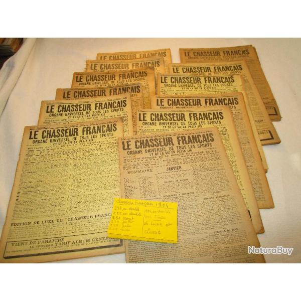 Chasseur franais 1904. lot de 12 n. dont 2 en double .