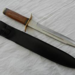 poignard dague de chasse fourreau cuir poignée palissandre