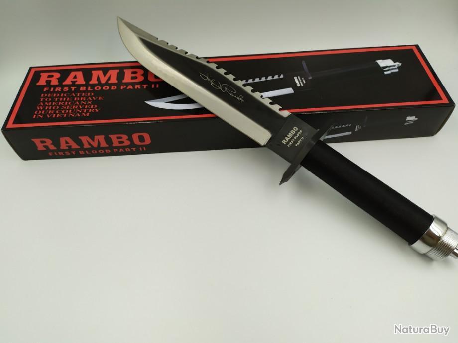Rambo Ii Couteau De Luxe S 40cm Avec Etui En Cuir Outils De Survie Tres Robuste 700g 1h50mo Couteaux Droits Et Fixes 7278240