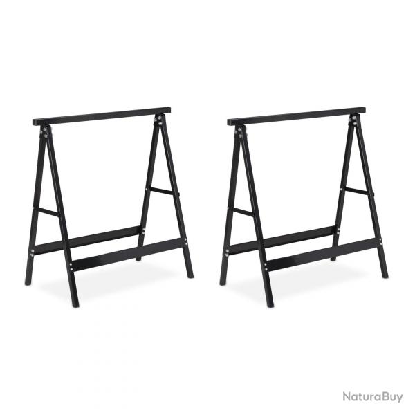 Lot de deux trteaux en acier 100 kg noir 13_0002897