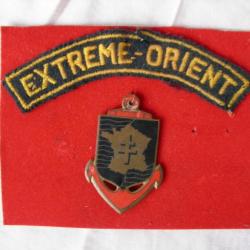 WW2/POSTWAR FRANCE INSIGNE CORPS EXPEDITIONNAIRE FRANCAIS EN EXTREME ORIENT ET PATCH D'EPAULE