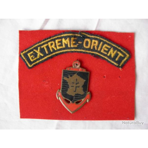 WW2/POSTWAR FRANCE INSIGNE CORPS EXPEDITIONNAIRE FRANCAIS EN EXTREME ORIENT ET PATCH D'EPAULE