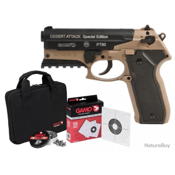 Pistolet CO2 Gamo PT-80 Desert Attack kit