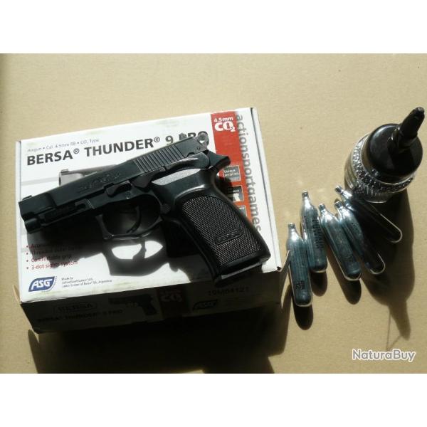 Pack pistolet ASG Bersa Tunder Pro 4.5  billes ...