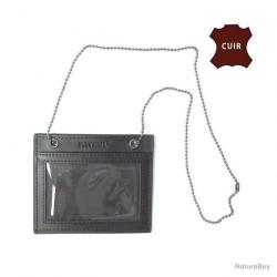 Porte-carte Cuir + Chaîne Patrol Equipement - Noir