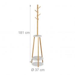 Portemanteau étagère meuble de rangement entrée en 181 cm bois bambou 13_0002303