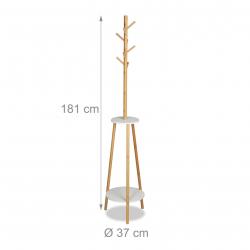 Portemanteau étagère meuble de rangement entrée en 181 cm bois bambou 13_0002303