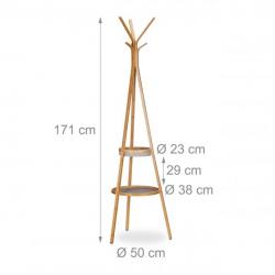 Porte-manteau meuble de rangement entrée 171 cm en bambou 13_0002194