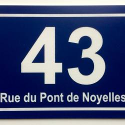 panneau numéro de Maison et nom de rue personnalisé plaque pvc format 200 x 300 mm fond BLEU