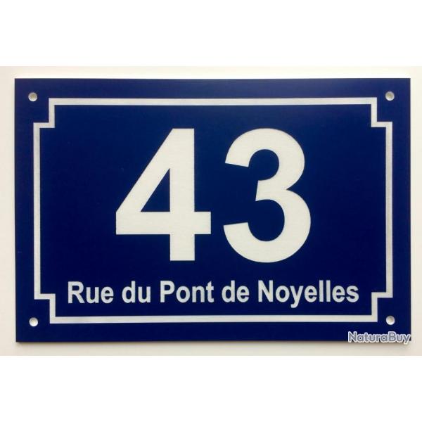 panneau numro de Maison et nom de rue personnalis plaque pvc format 200 x 300 mm fond BLEU