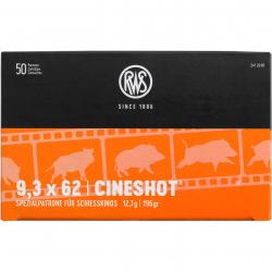 Cartouche 9,3x62 Cineshot 12,7g/196grs. (Calibre: 9,3x62)
