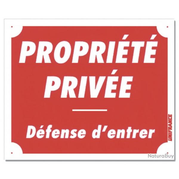 PANNEAU PROPRIT PRIVE - DFENSE D'ENTRER ROUGE ALUMINIUM 30CM X 25CM