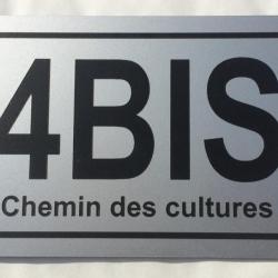 panneau numéro de maison et nom de rue personnalisé plaque pvc format 200 x 300 mm fond ARGENTÉ