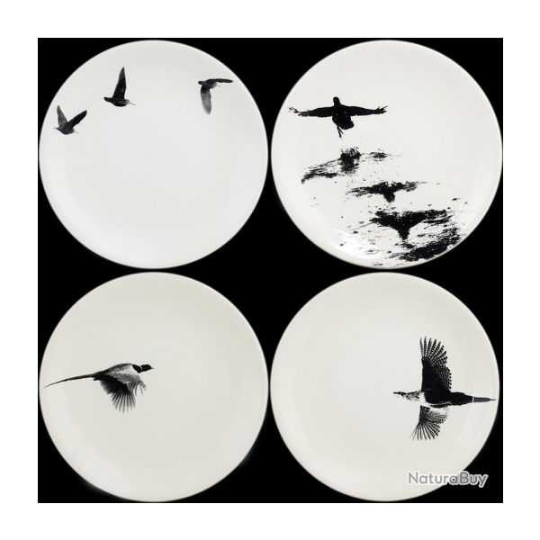 ASSIETTES  CANAP FAIENCERIE DE GIEN "CHAMBORD" X4