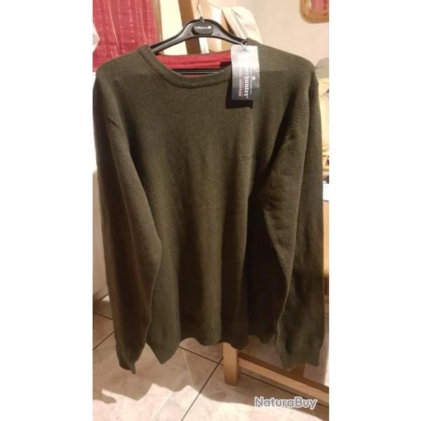 PULL LAINE COL ROND VERT DEERHUNTER TL