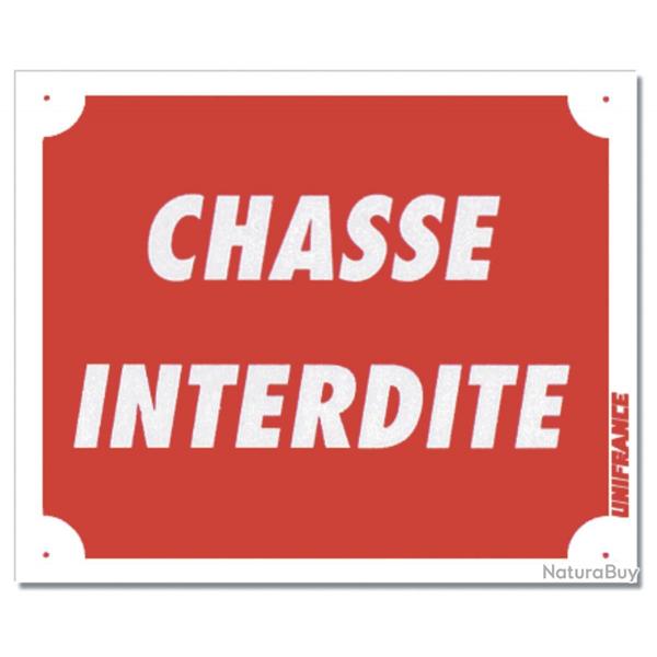 PANNEAU CHASSE INTERDITE ROUGE ALUMINIUM 30CM X 25CM