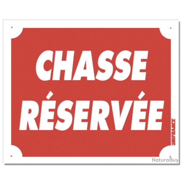 PANNEAU CHASSE RSERVE ROUGE ALUMINIUM 30CM X 25CM