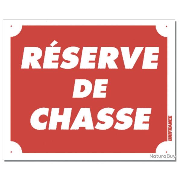 PANNEAU RSERVE DE CHASSE ROUGE ALUMINIUM 30CM X 25CM
