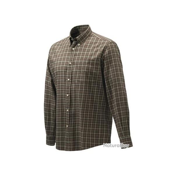 Chemise Beretta Wood button down brown check manches longues