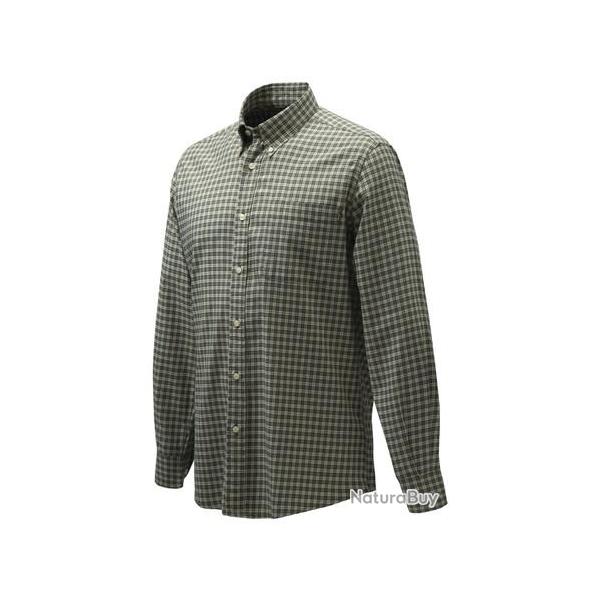 Chemise Beretta Wood button down green check fancy manches longues